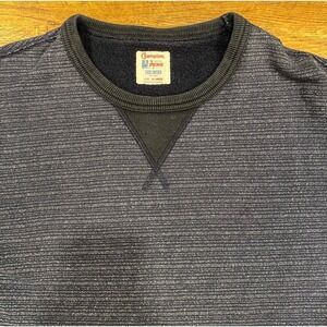 Champion Todd Snyder Blue Striped‎ Pullover Crewneck Sweatshirt Sweater Men's XL